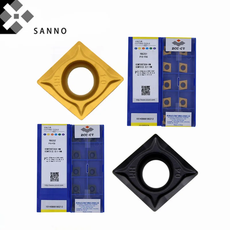 

10pcs/lot YBC251 YG252 CCMT09T304-HM / 09T308-HM Carbide Turning Inserts External Inner Holecutting Blade CNC Lathe Turning Tips