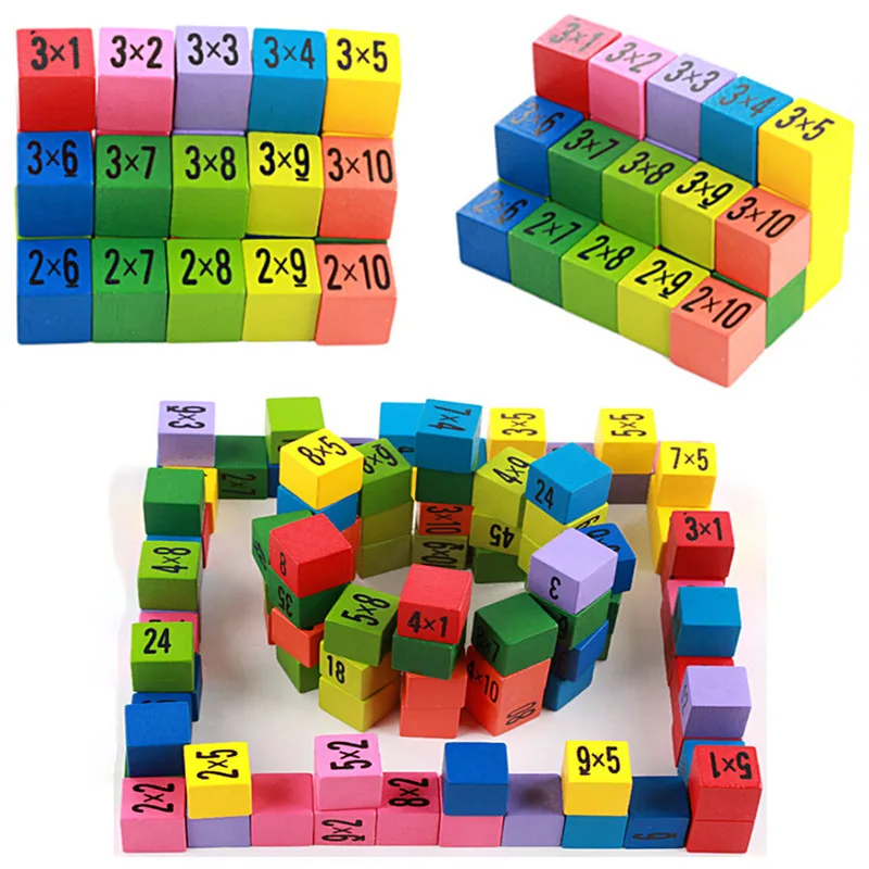 Детские деревянные игрушки 99 Таблица мультипликации математические игрушки 10*10 фигурные блоки Детские Обучающие подарки Монтессори детские игрушки