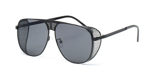 47128 Ретро металлическая оправа полые солнечные очки для мужчин и женщин модные UV400 очки - Цвет линз: black