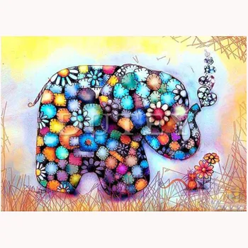 

square full Diamond Painting "GRATIS" Gekleurde Olifant