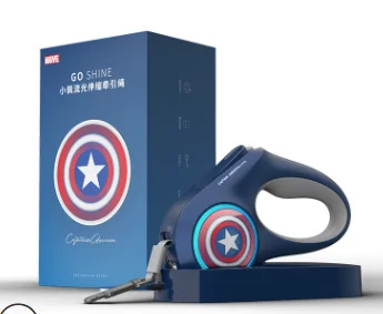 Captain America Marvel стример поводок автоматическое расширение поводок Marvel прогулки игрушка из веревки для собак поводок для собак товары для домашних животных - Цвет: Captain America
