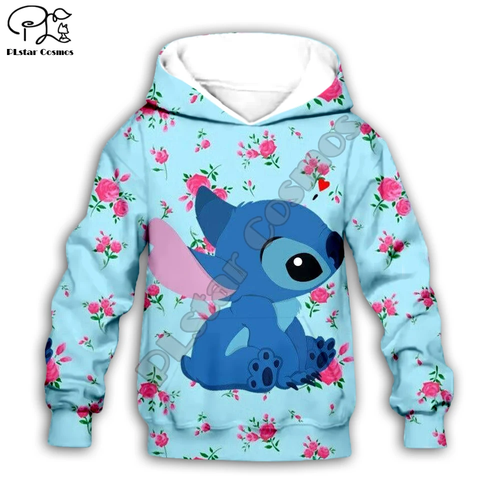 Детская одежда; толстовки с капюшоном в стиле аниме kawaii Lilo Stitch 3d; толстовка для мальчиков с героями мультфильмов; стильная одежда на молнии-1