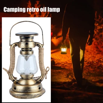 

Hanging Outdoor Camping Oil Lamp Retro Portable Lantern Flameless Home Decor LED Candle Light Solar Power Garden Tent Waterproof