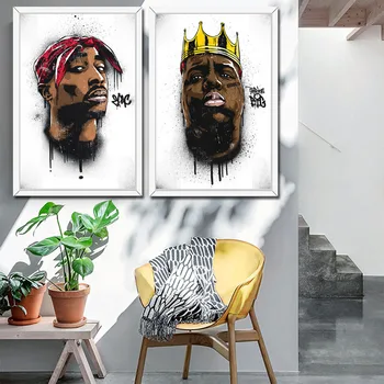 

The infamous B.I.G Biggie Smalls Tupac 2PAC Shakur Hip Hop Gangsta Rap Music Art Painting Poster Wall Home Decor hight quality home Decor for Children's room No Frame o415