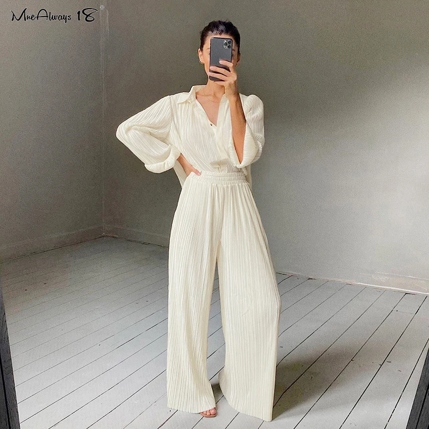 Mnealways18 Beige Pleated Wide Leg Pants Women'S Pants Fashion 2020 Casual Loose Summer Trousers Office Lady Elegant Long Pants Mnealways18 Beige Pleated Wide Leg Pants Women'S Pants Fashion 2020 Casual Loose Summer Trousers Office Lady Elegant Long Pants