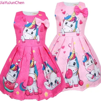 

Kids clothes little girls dresses unicorn print summer dress for baby girls European and American Style