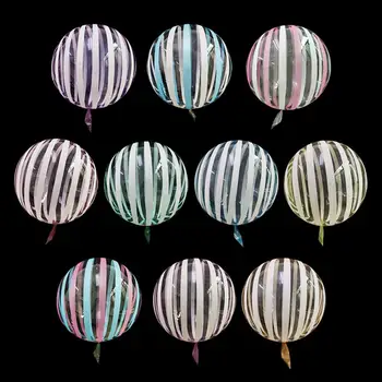 

5pcs New Crystal Striped Bubble balloon 18 inch Transparent Bubble balloon Wedding Happy Birthday Decoration Baby Shower Globos