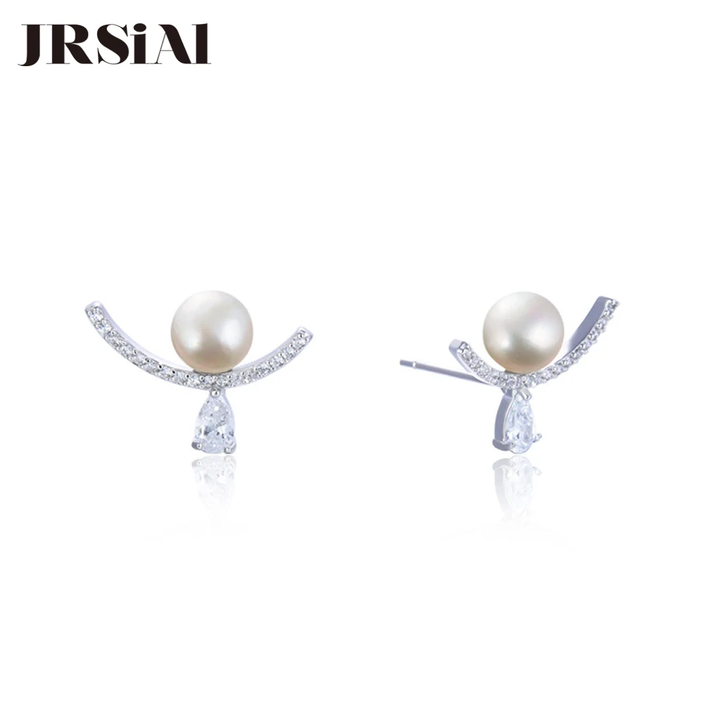 

JRSIAL 925 Sterling Silver Jewelry Freshwater Pearl Earring Korean Fashion Woman Earring Water Drop Bead Earring