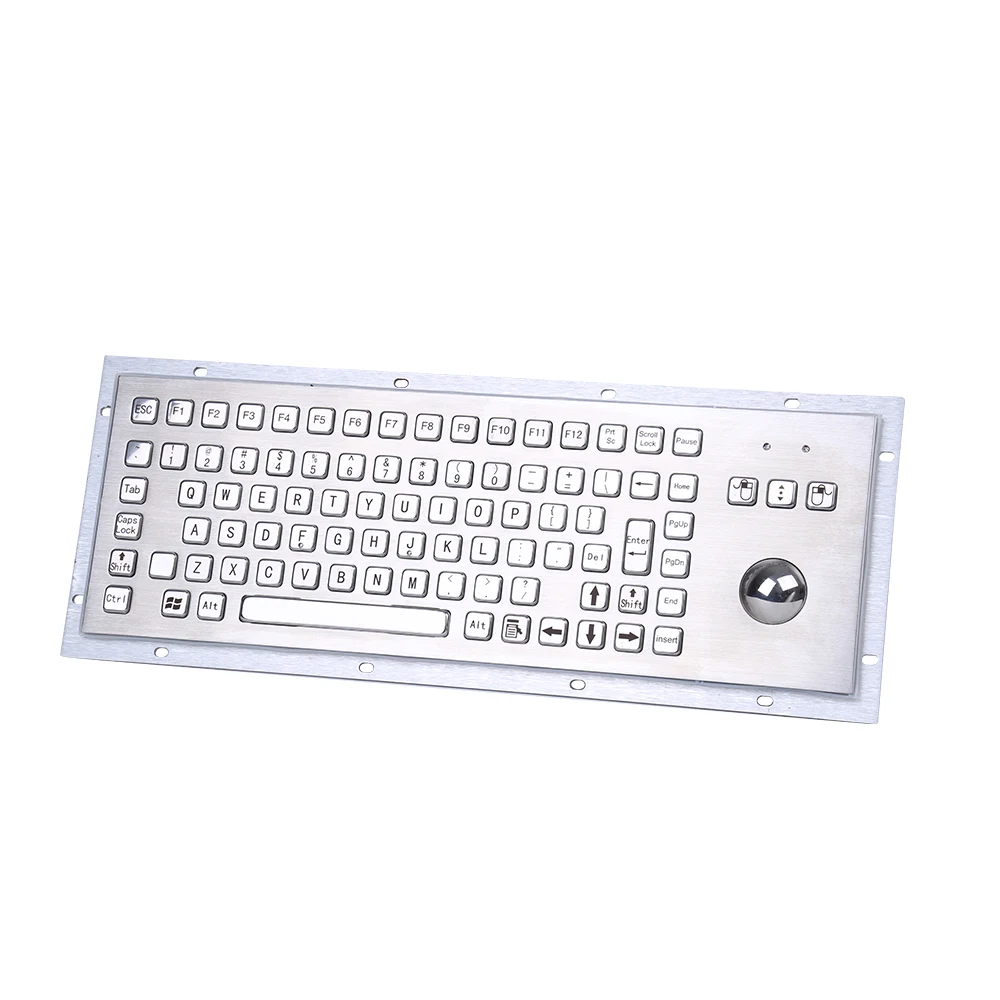 IP65 waterproof anti-vandal 111 Keys Metal keyboard trackball numeric keyboard kiosk keyboard with trackball