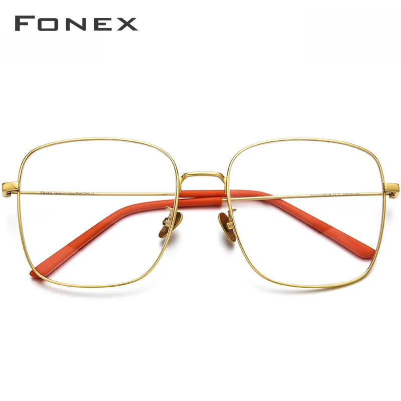 FONEX, оправа для очков из чистого титана, женские, большие, для близорукости, оптические, по рецепту, очки для глаз для мужчин, большие квадратные очки, 8520