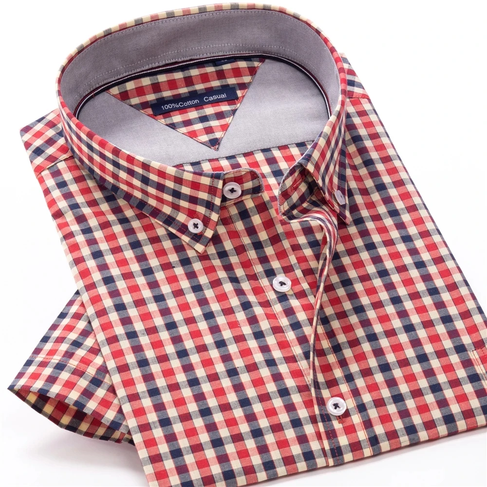 100% cotton summer men's shirt Men's business casual plaid short-sleeved shirt Oversize 8XL 9XL 10XL 9 color options cotton shirt men casual shirt