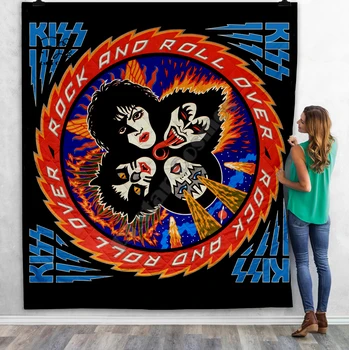 

KISS Rock&Roll All Nite Party 3D printed Quilt Blanket Kids Adult Bedding Throw Soft Warm Thin Blanket With Cotton Quilt style-7