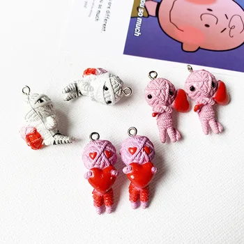 

10Pcs Cartoon 3D Heart Demon Mummy Kawaii Cabochons for DIY Keychain Necklace Pendants Jewelry Making Accessories Charms