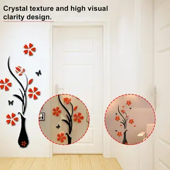 

Buy 1 get 1 free Vase 3D acrylic crystal three-dimensional wall stickers tv background wall entranceway hallway home decoration