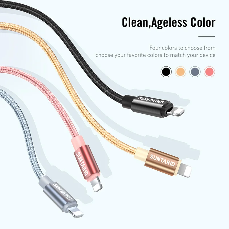 Suntaiho 2.4A USB кабель для iphone Кабель зарядного устройства XS max Xr X быстрой зарядки iPhone 8