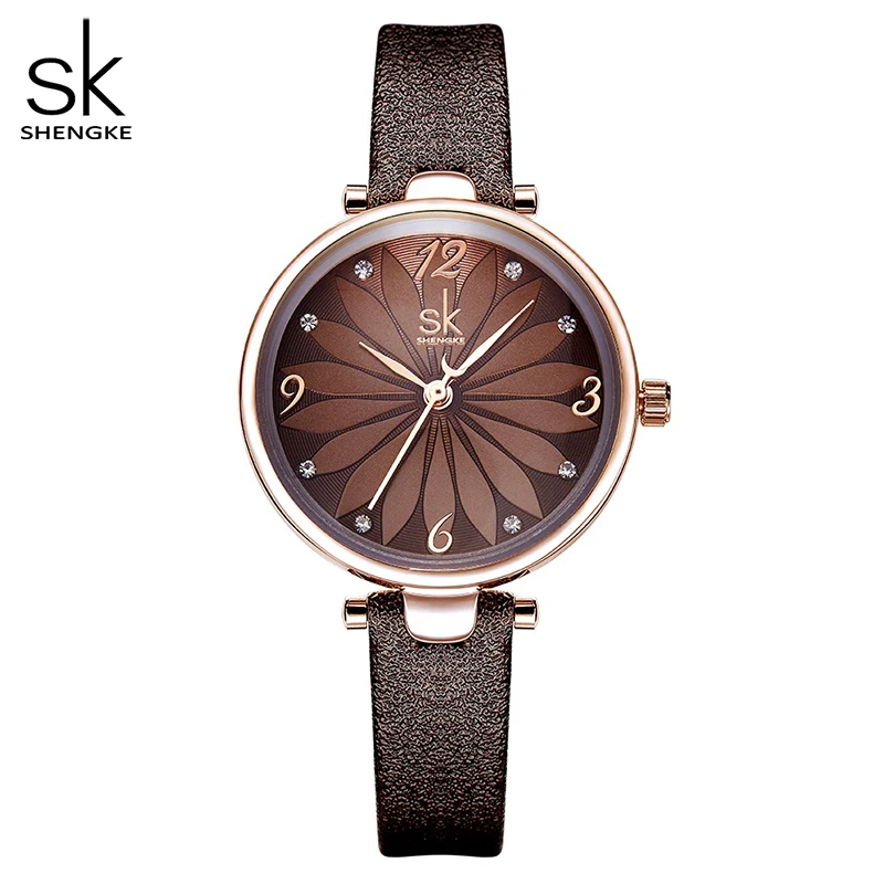

NO.2 Leather Watch Flower Dial Women Quartz Wristwatches Quartz Analog Women Watch Casual Ladies Watches Reloj Mujer