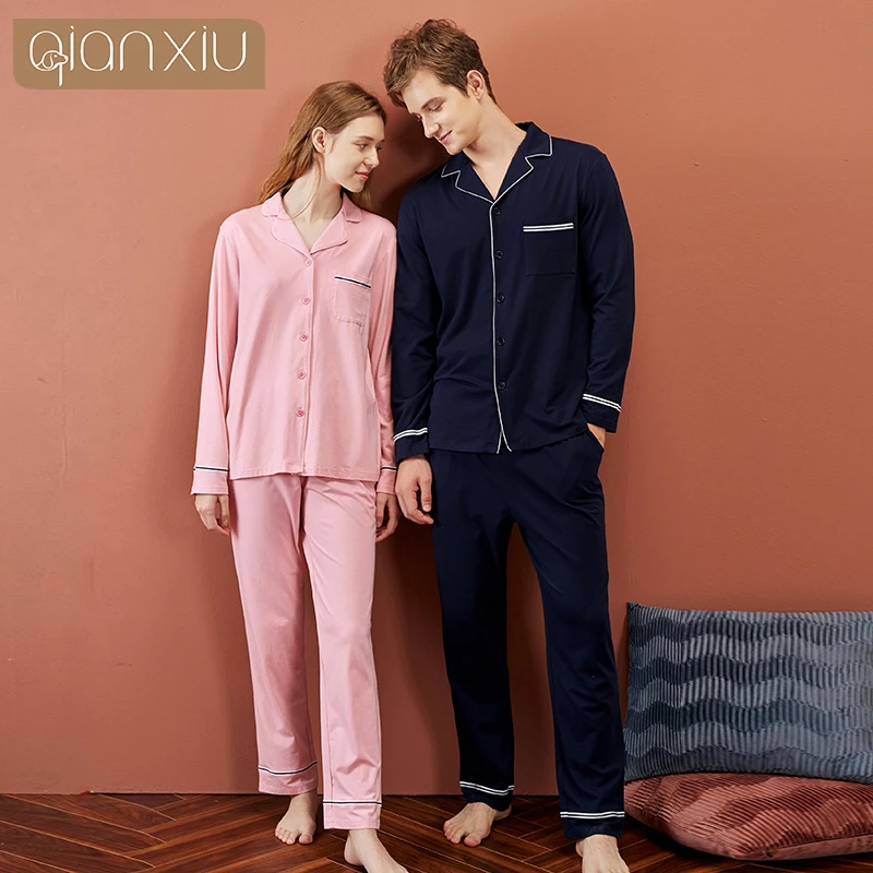 satin pajamas Men's Autumn Winter Bamboo Cotton Home Clothes Plus Size Couples Pajamas Knit Cardigan Large Size  Fleece Nightgowns Home Wear cotton pajama pants