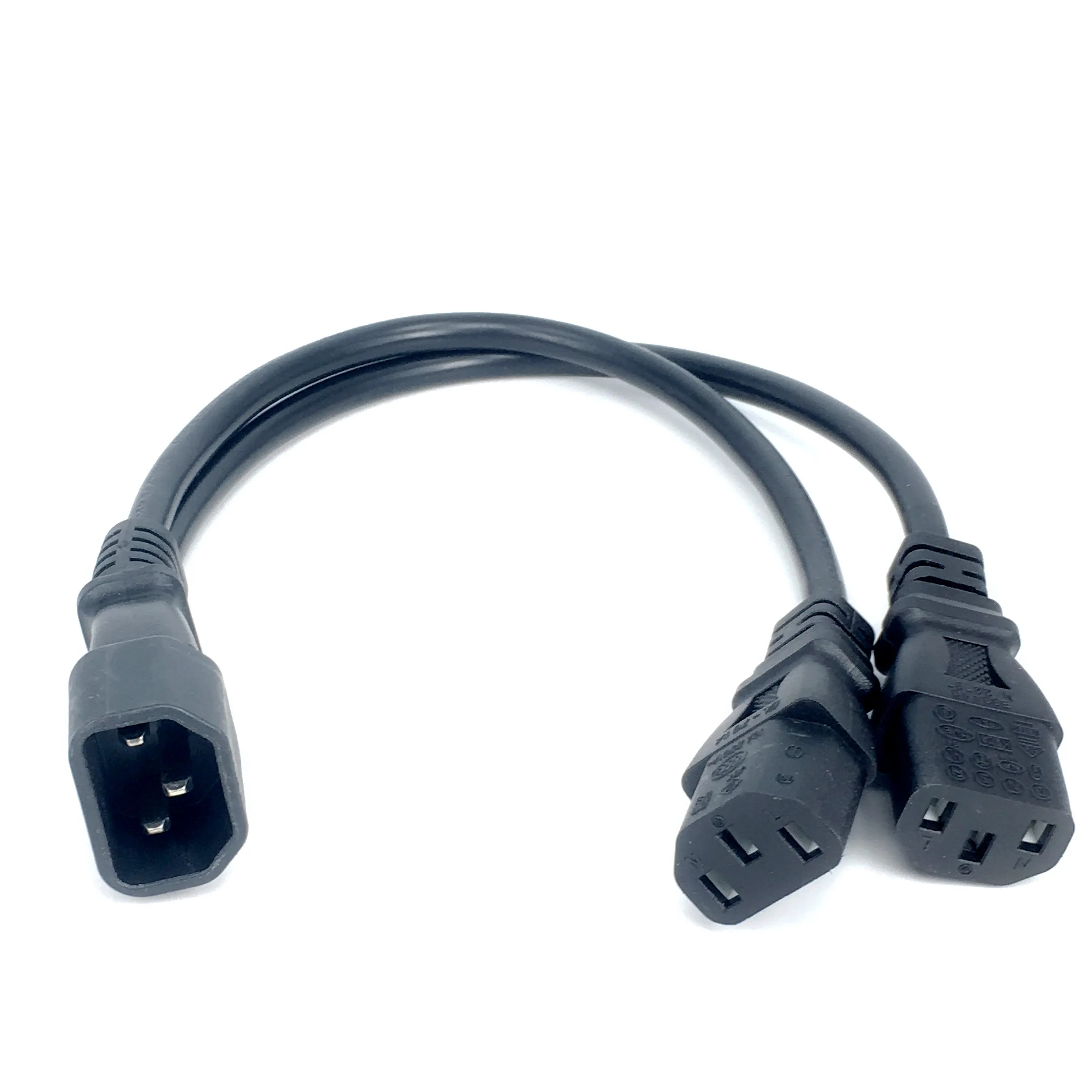 IEC320 C14 C8 auf 2X C7 C5 C13 Y Split AC Netzkabel, IEC Abbildung 8 Stecker auf 2 Buchsen 1 In 2 Out AC Stromkabel 30 cm Schwarz – Detail 5