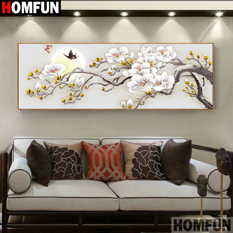 Алмазная 5d картина HOMFUN Цветы и бабочки для рукоделия вышивка крестиком