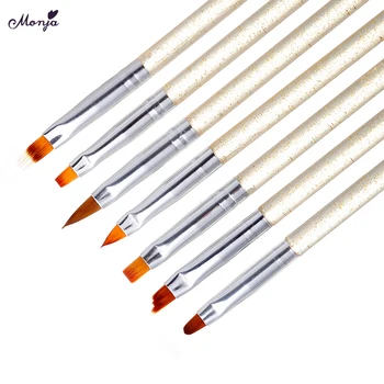 

Monja 7 Pcs/Set 4 Colors Nail Art Painting Brush Kit Acrylic UV Gel Extension Builder Petal Flower DIY Gradient Painting Pen