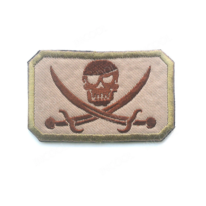 7 Embroidered 8X5 CM Вышитые патчи череп мечи тактический военный боевой патч аппликации эмблема 3D резиновые ПВХ значки на одежду колпаки для рюкзака - Цвет: 7 Embroidered 8X5 CM