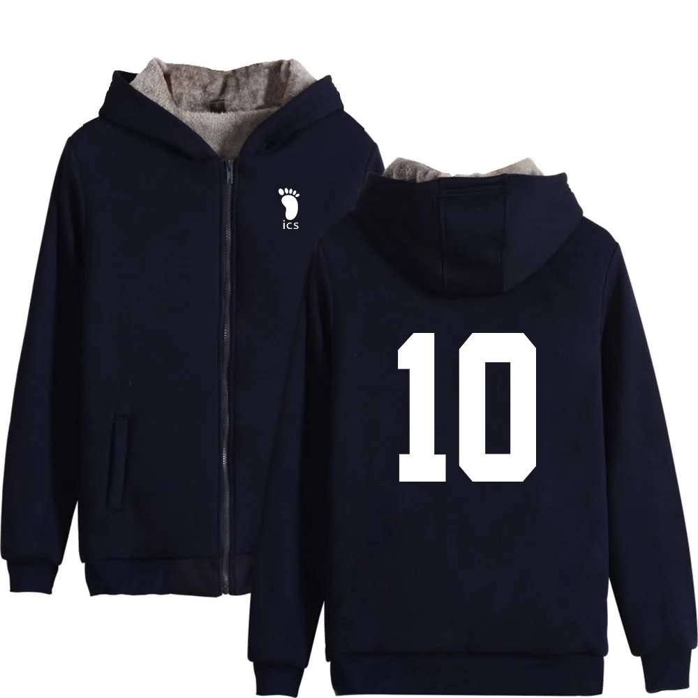 Anime Haikyuu Winter Mens Jackets And Coats Karasuno High School Volleyball Club Warm Thick Zipper Hooded Sweatshirt Sportswear Jackets Aliexpress