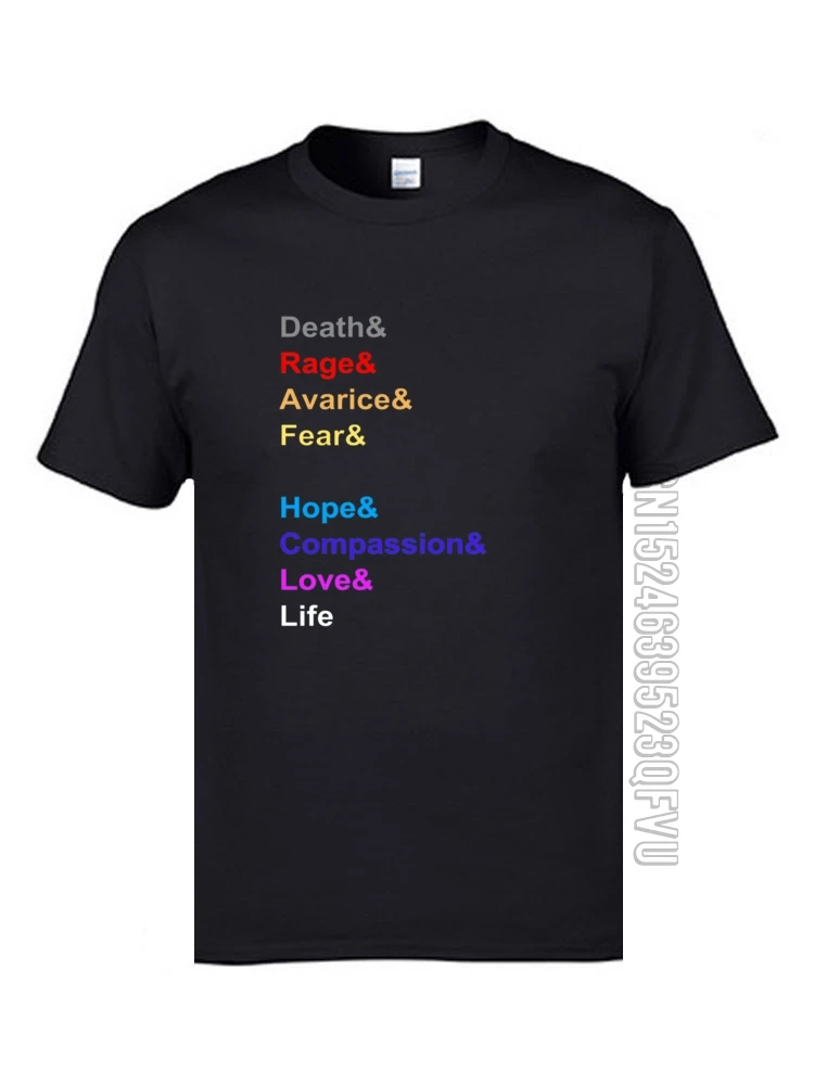 Мужские футболки с надписью Lover Your Life Theory Of Happiness футболка Death Rage Avarice Fear Hope Love
