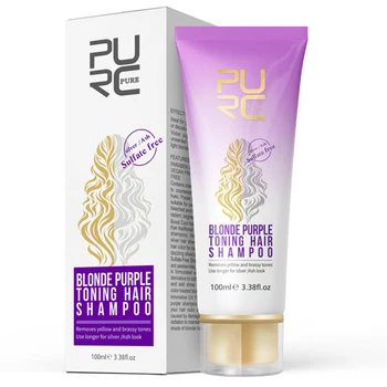 

High Quality Blonde Purple Hair Shampoo Remove Yellow Brassy Tones For Silver Grey Look 100ml Fade Bleach Purple Shampoo