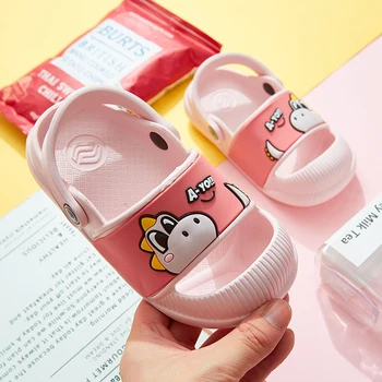 

2020 Summer Children Slippers Soft Bottom Non-slip Cute Cartoon Dinosaur Bumper Baby Garden Shoes Baby Boy Girls Shoes Slippers