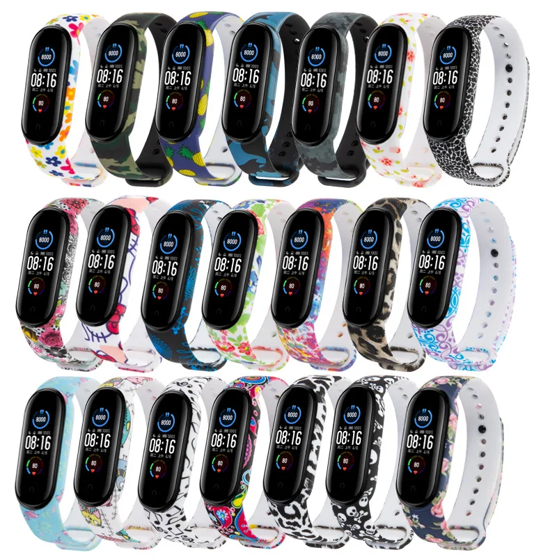 

For Xiaomi band 5 strap intelligent For Mi Band5 bracelet 5 wrist strap printed camouflage replacement belt,For mi band 34 tsrap