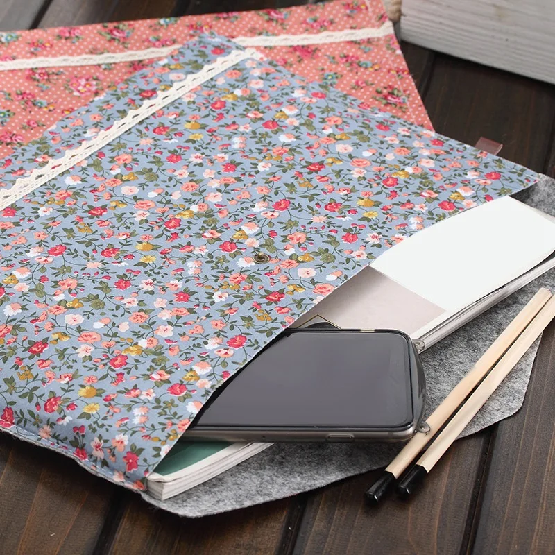 AAAJ-1 Pcs A4 Cloth Paper Holder School File Folder Bag Korean Stationery Office Supplies
