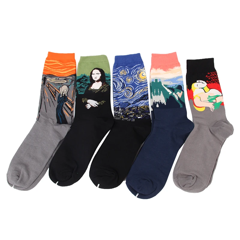 

MUXNSARYU Happy Socks Men Funny Art Dress Socks Color Lot Men's Summer Fashion Socks Set Print Van Gogh Art Socks