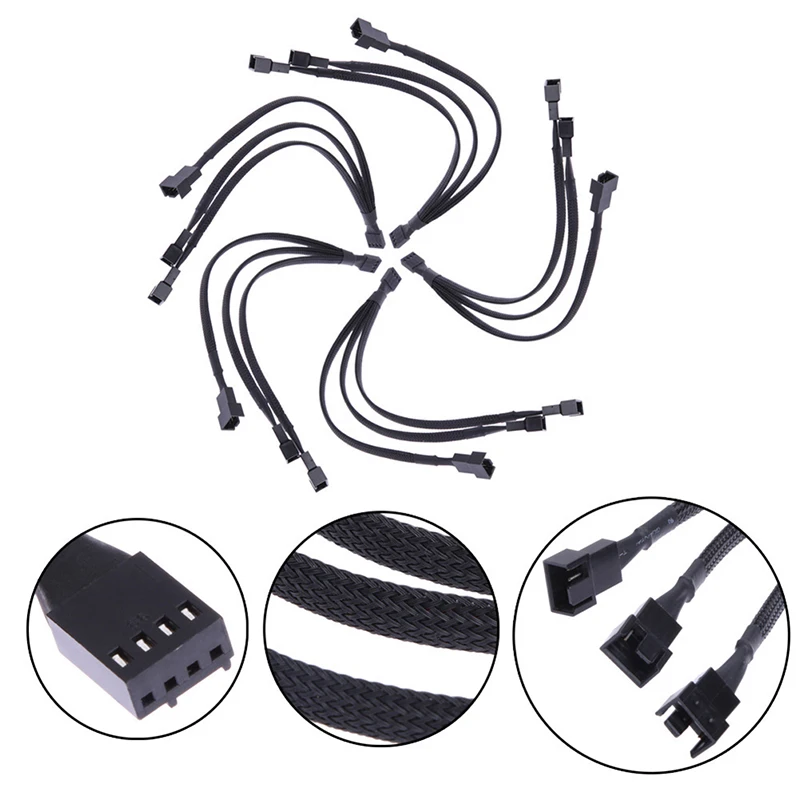 1 To 3 Way Splitter Sleeved 4-Pin PWM Connector Fan Extension Cable 1pc | Компьютеры и офис