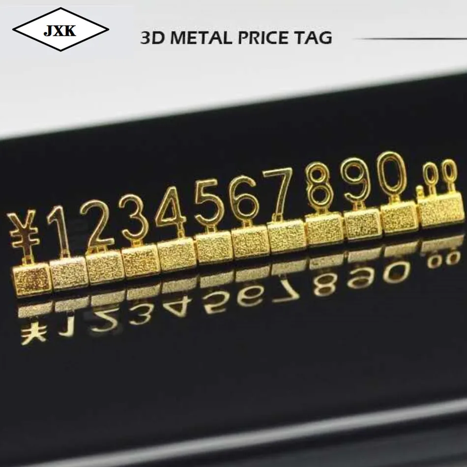 10 Sets in £ Or € 5 Style Price Cube Kit 3D Metal Zinc Alloy Price Tags for Shop Display Adjustable Copper Euro