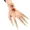 Fashion Indian Thai Golden Finger Bracelet Shining Red Crystal Girl's Belly Dance Bracelet Jewelry ► Photo 2/6