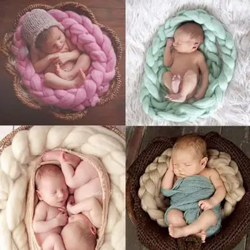 

Newborn Photography Props Blanket Swaddle Accessories Wool Braid Soft Wrap Stretchy Baby Scarf Newborn Props Photography