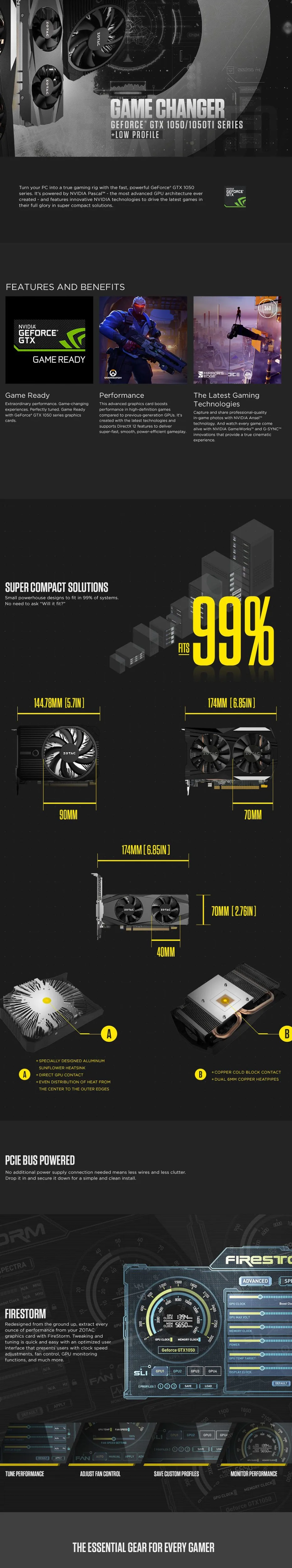 ZOTAC графическая карта gtx 1050 mini 4 ГБ GDDR5 128-Bit HDMI игровой ПК gtx 1050ti б/у видеокарта