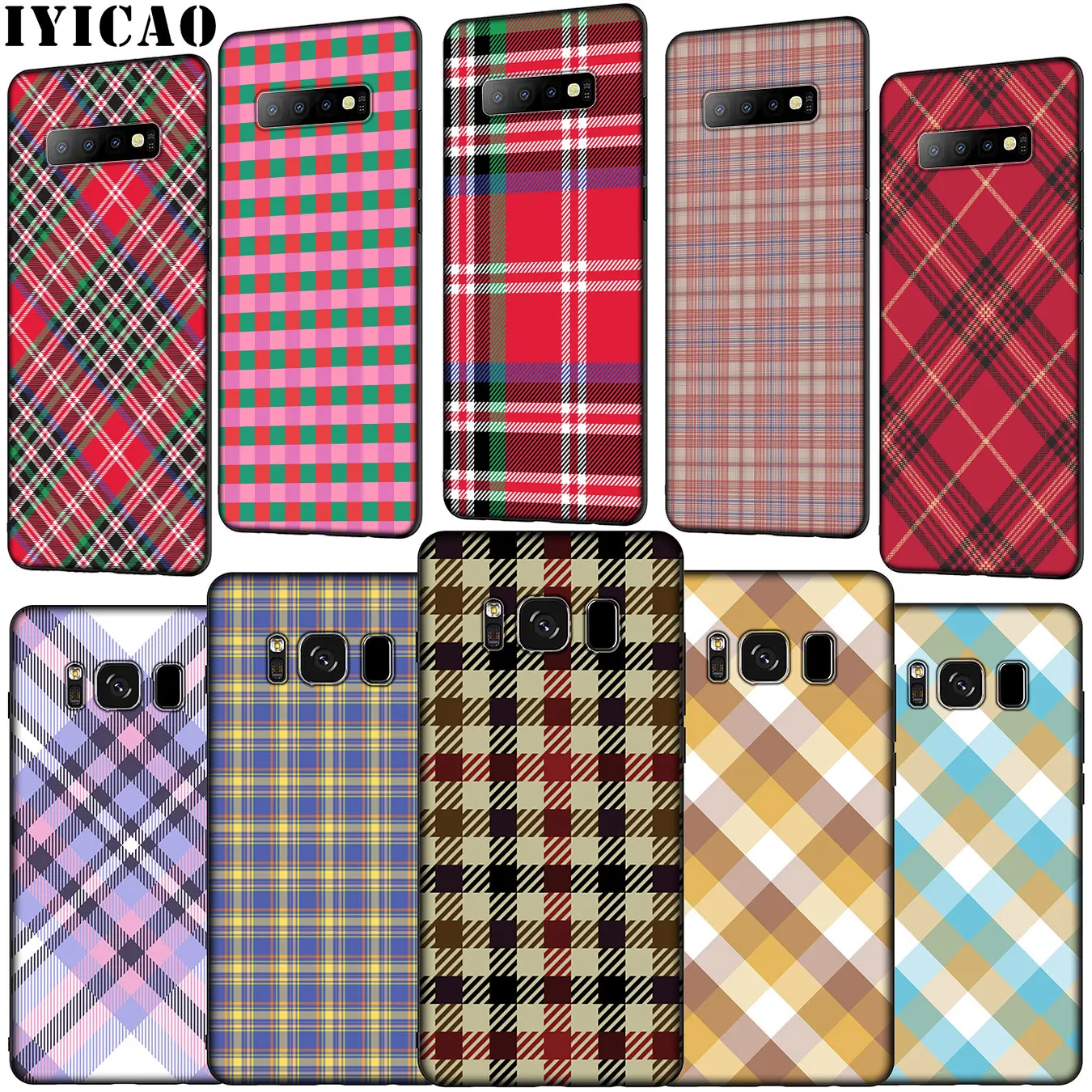 

IYICAO Checkerboard Plaid Checked Checkered Soft Silicone Phone Case for Samsung Galaxy S10 E S9 S8 Plus S6 S7 Edge S10e Cover
