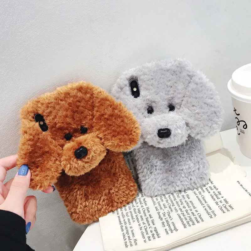 Autumn And Winter Poodle Plush Case iphonexsmax Phone Case iPhone 8/7 Plus Protective Case XR Women's 6s Applicable