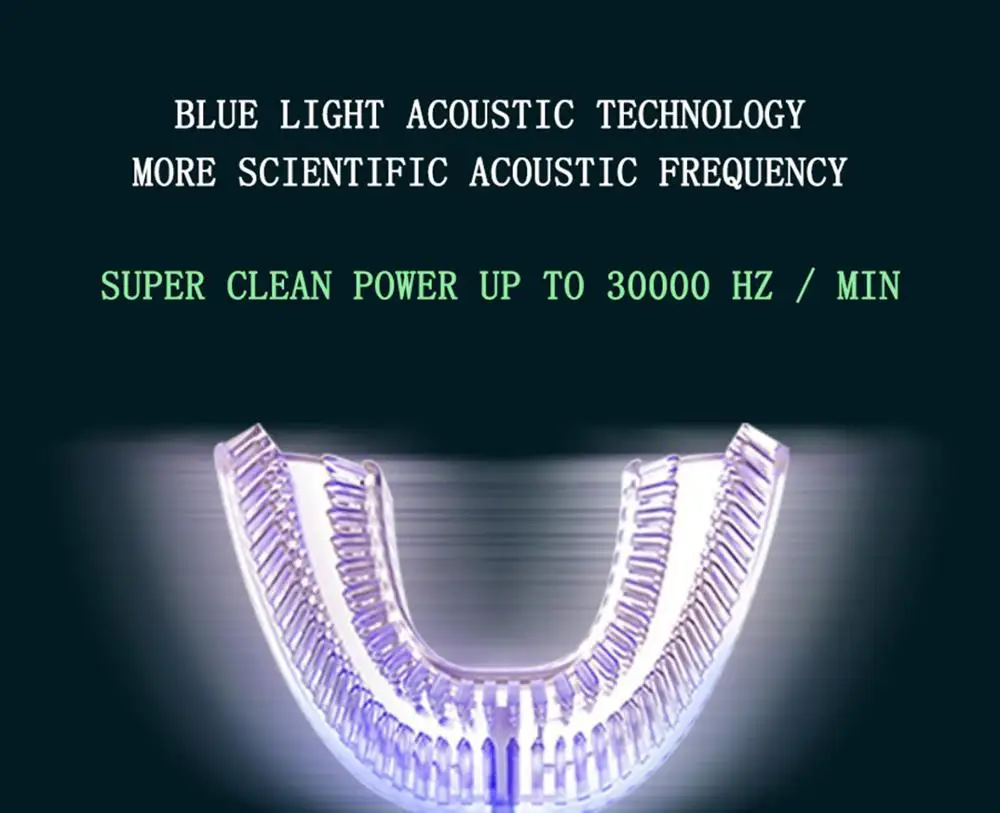 360 Degree Sonic Automatic Electric Toothbrush USB Rechargeable Intelligent Ultrasonic Silicon Toothbrush 4 Modes U Type Timer