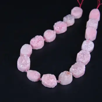 

16-19x20-23mm Natural Pink Natural Quartz Druzy Oval Gems Stone Lace Loose Beads 15"