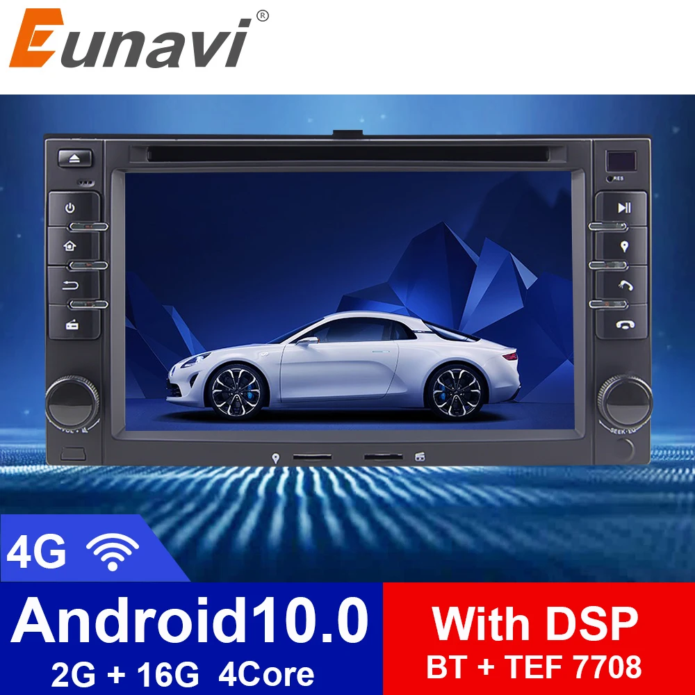 Eunavi 2 din Android 9.0 car dvd for KIA SORENTO MAGENTIS SPORTAGE MORNING CEED RIO CERATO 2005-2010 KIA universal