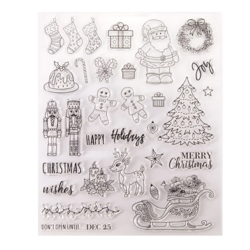 

Christmas Deer Transparent Clear Silicone Stamp Seal DIY Scrapbook Rubber Stamping Coloring Embossing Diary Decoration Reusable