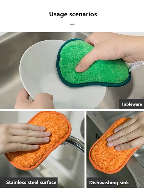 5PCS Kitchen Cleaning Magic Sponge Kitchen Microfiber Cleaning Sponge  Scrubber Sponges for Dishwashing Drop Shipping