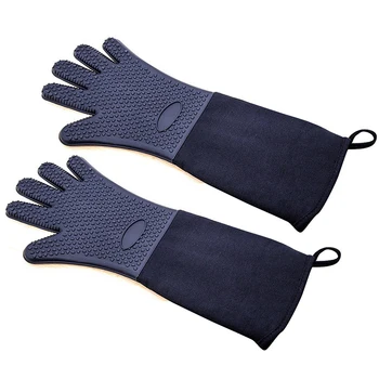 

Silicone Kitchen Gloves 1 Pair Professional Heat Resistant Oven Glove Non-slip Silicone Gloves Microwave Oven Gloves