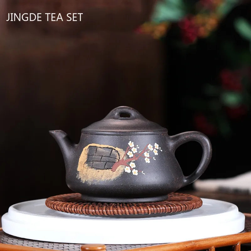 Tradition Raw Ore Black Gold Sand Filter Teapot Chinese Yixing Purple