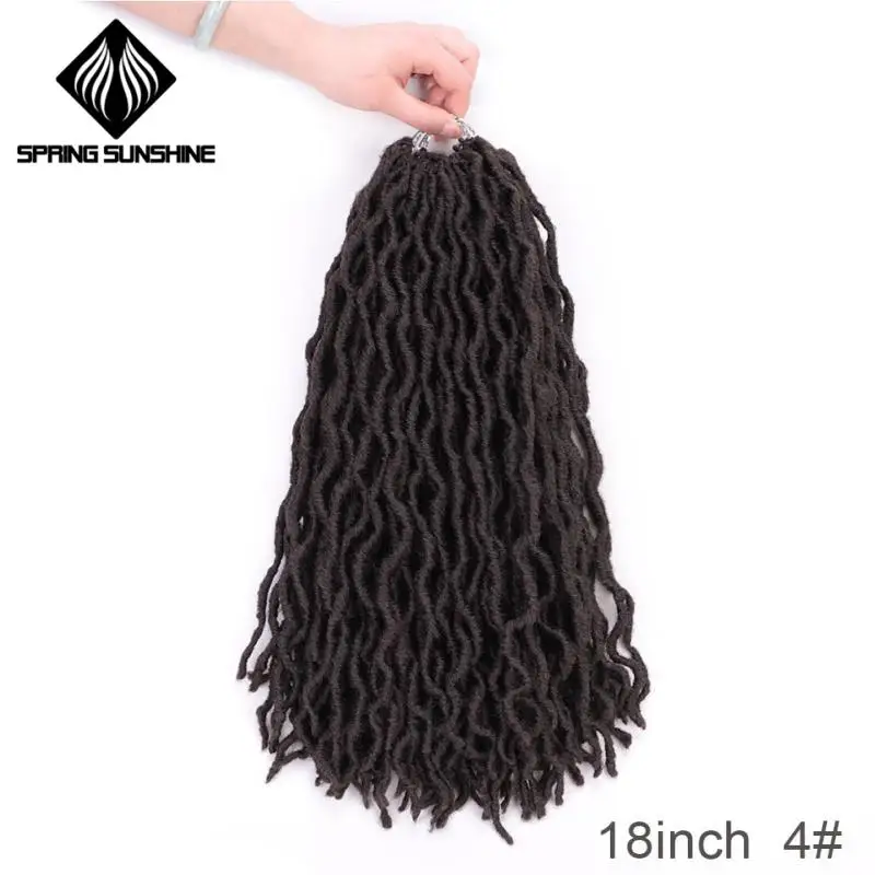 Естественный цвет Весна солнце 12 18 дюймов Nu Locs Ombre Faux Locs Curly плетение волос Синтетические крючком косы волос - Цвет: Естественный цвет