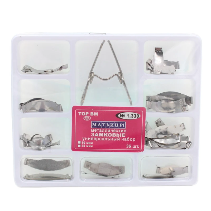 

Dental Matrix with Springclip No.1.330 Sectional Contoured Metal Matrices Full kit for Teeth Replacement Dentsit Tools Lab