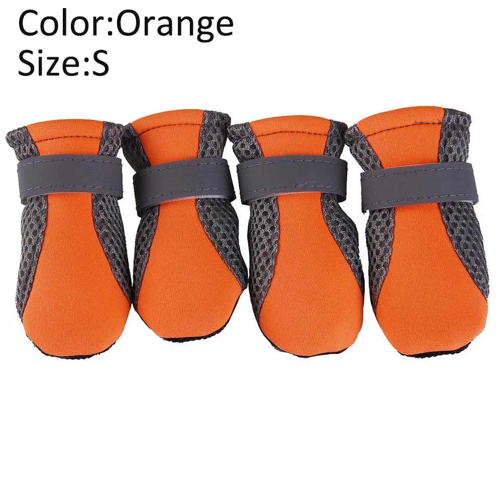Orange 4 шт./компл. Демисезонный Обувь для собак Щенок стопы защитные сапоги с нескользящей подошвой зоотовары JAN88 - Цвет: Orange