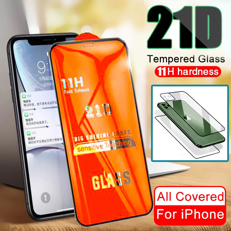 21D Full Body Films For iPhone 11 Pro Max Glass Curved Cover Front+Back Rear+Lens Camera Screen Film Protector | Мобильные телефоны